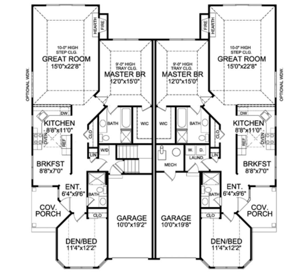 A duplex floor plan.